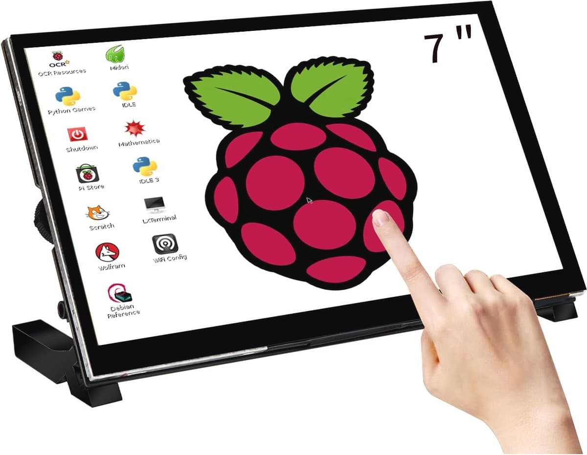 7 Inch Touchscreen Monitor voor Raspberry Pi en PC - 1024 x 600, USB Powered HDMI Display met IPS en Achterluidsprekers