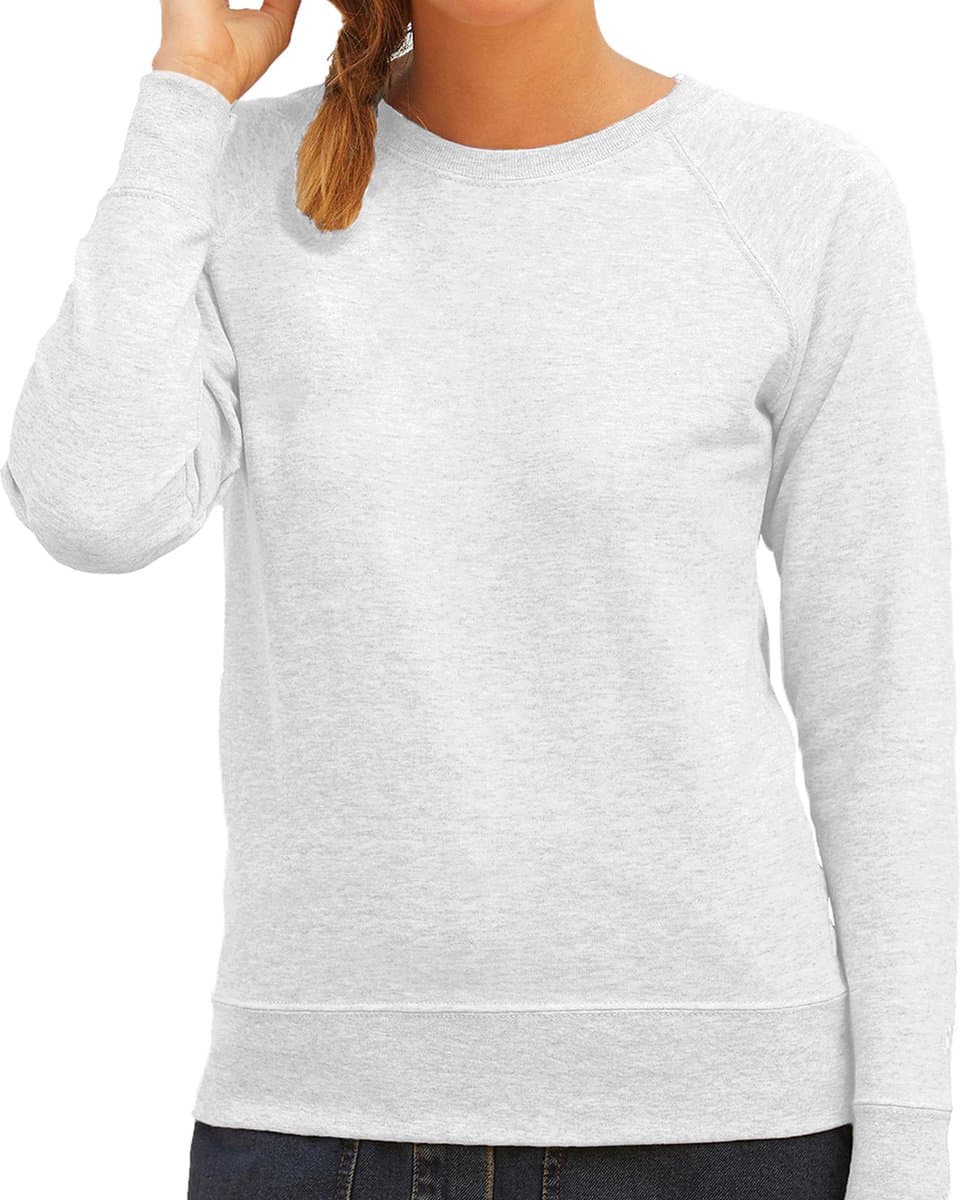 Grijze sweater / sweatshirt trui met raglan mouwen en ronde hals voor dames - grijs - basic sweaters XS