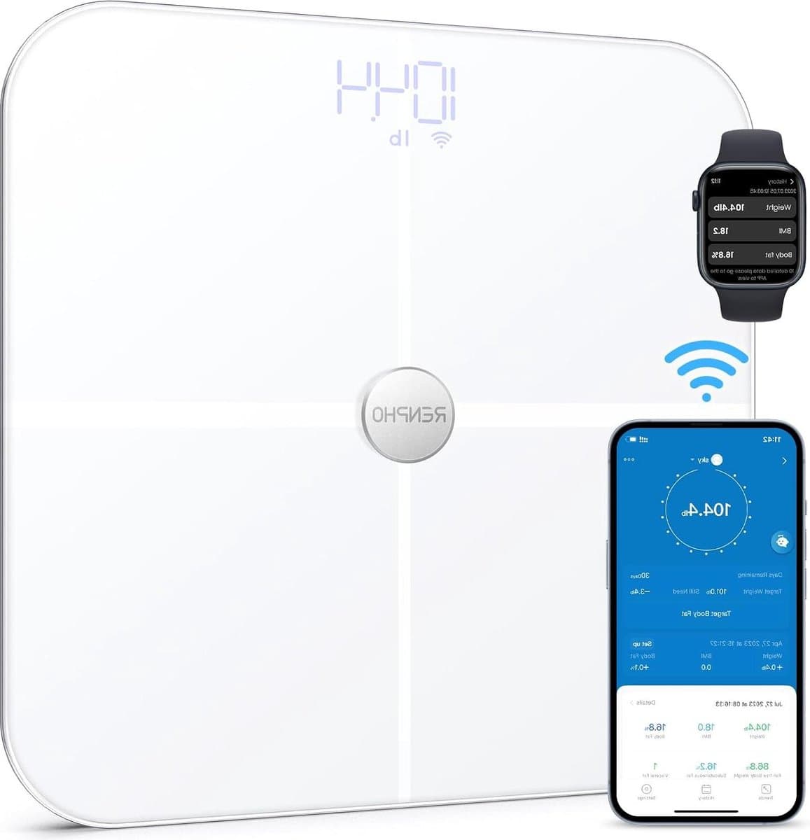Weegschaal WiFi Badkamerweegschaal - Lichaamsvetweegschaal - Bluetooth - Spiermassa - BMI - Waterpercentage - 13 Lichaamswaarden