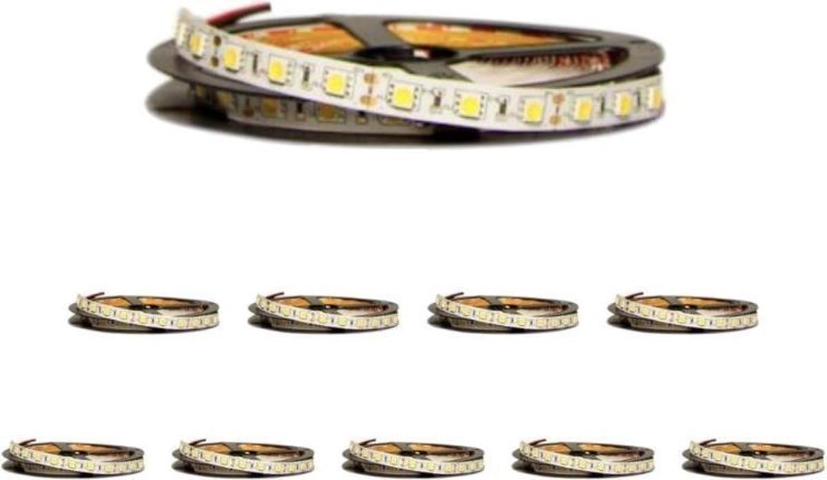 LED strip 12V 5M 5050 IP20 60LED / m (10 stuks) - Warm wit licht - Overig - Wit - Wit Chaud 2300K - 3500K - IP20 - SILUMEN