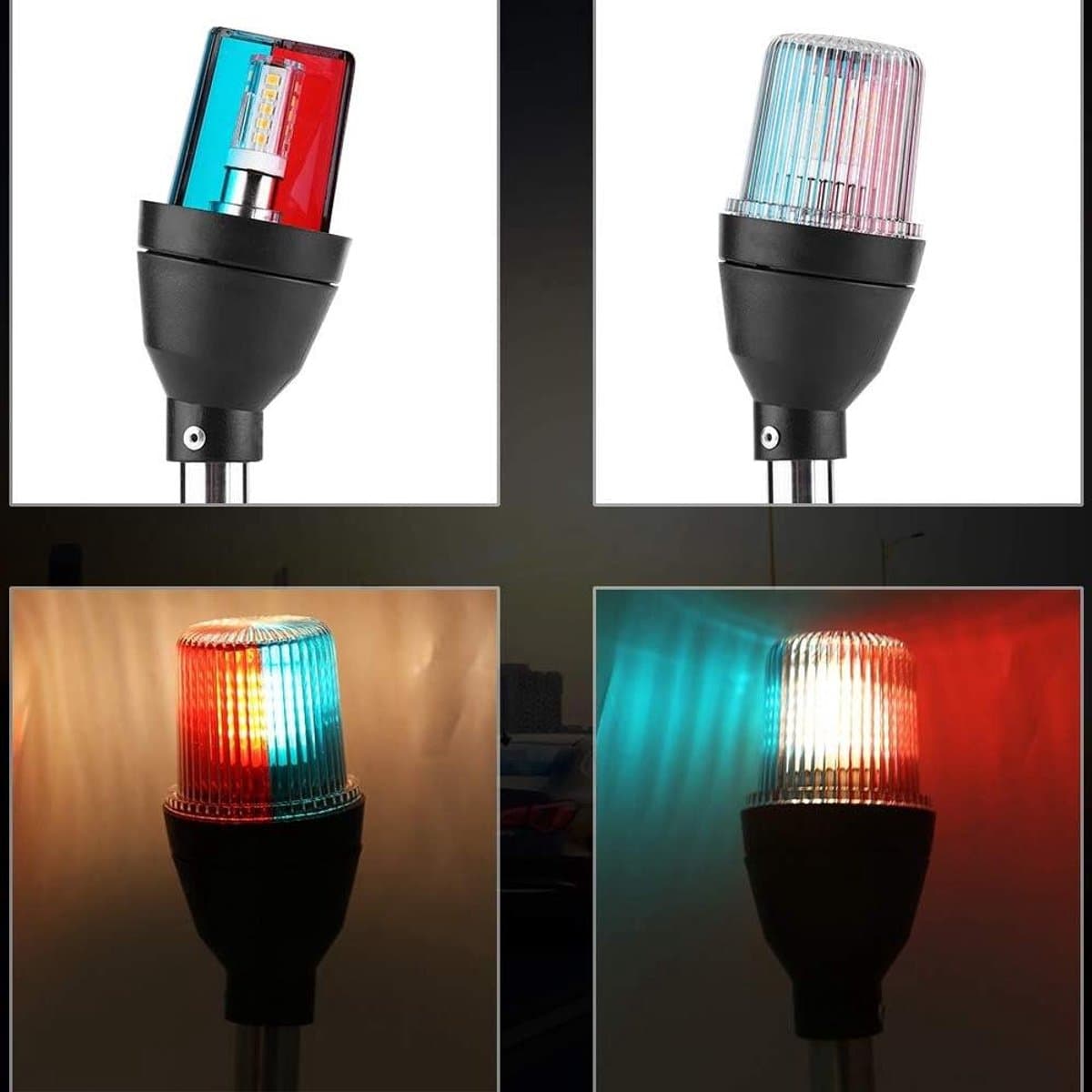 Verstelbaar LED Bootlicht - Inklapbaar Heklicht - Nachtelijke Navigatie - Meerkleurige Opties - 26 x 8 x 6 cm - Zwart