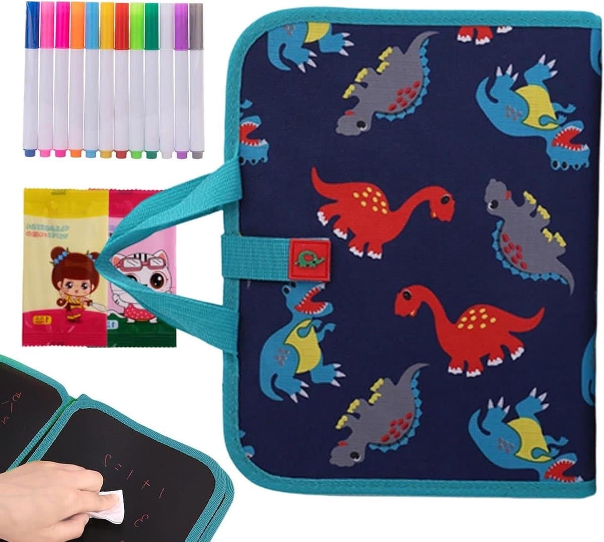 Kleurboek Herbruikbaar - Tekentablet Kinderen - Creatief Tekenen - Afwasbaar Oppervlak - 29 x 21 cm - Blauw