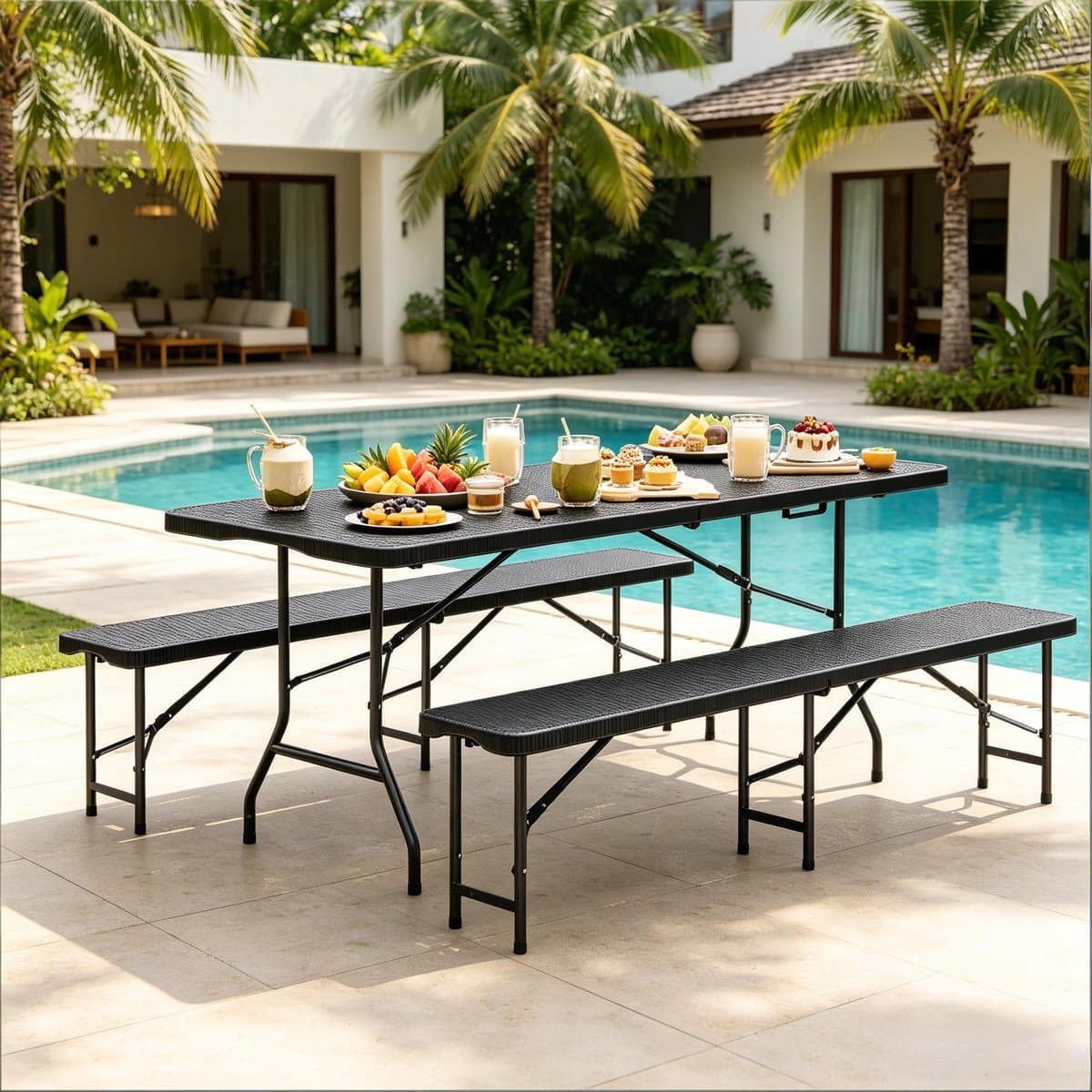 Tuinset - 180x70 cm - Bier Tuinmeubel Set Klapbaar - Gesprek en Patio Set - Hout - Bruin