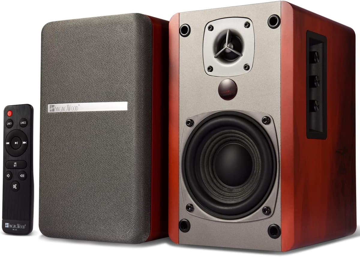Actieve Bluetooth Boekenplankspeakers met Houten Behuizing en Afstandsbediening