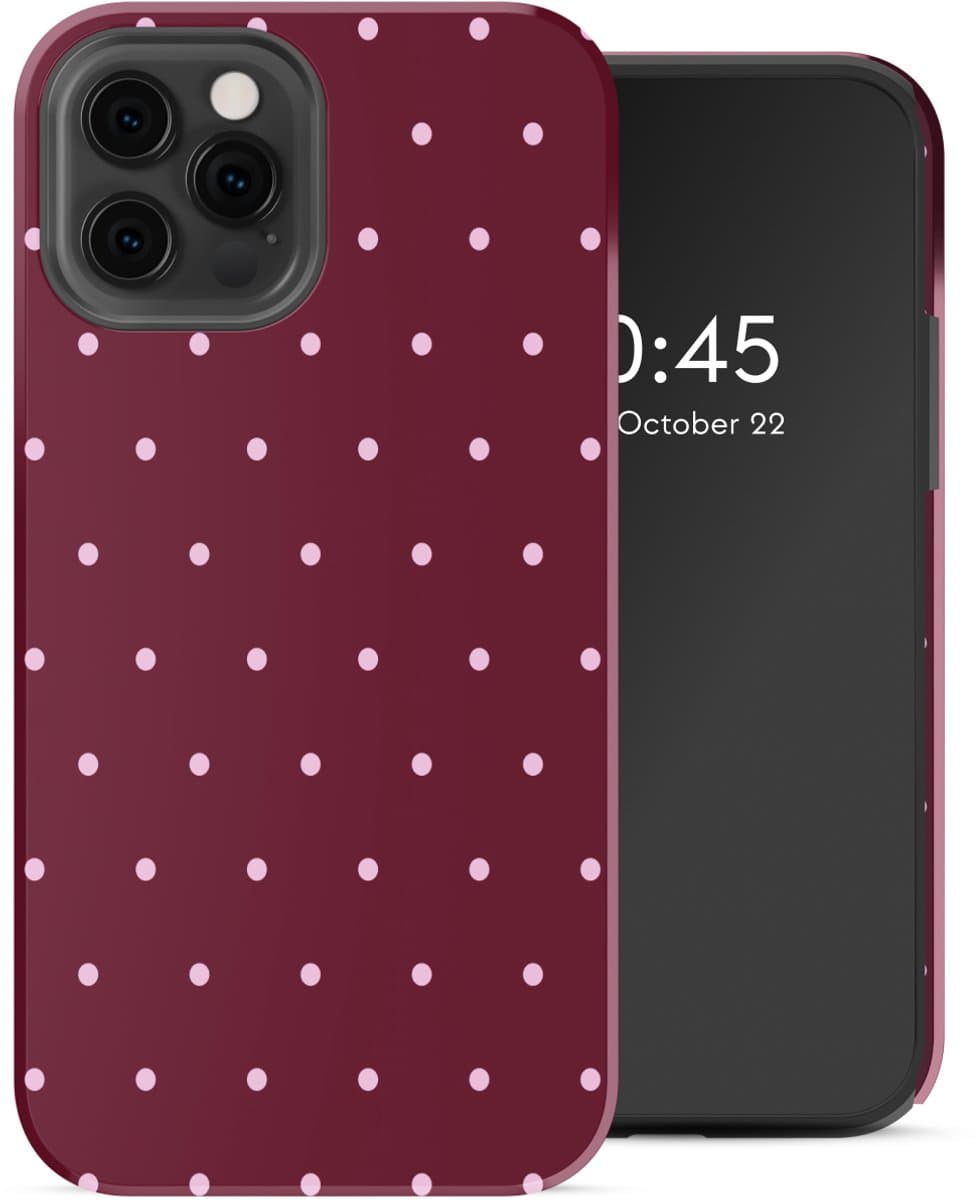 Selencia Hoesje - Geschikt voor Apple iPhone 12 Pro / 12 - Backcover - Happy Dots Burgundy