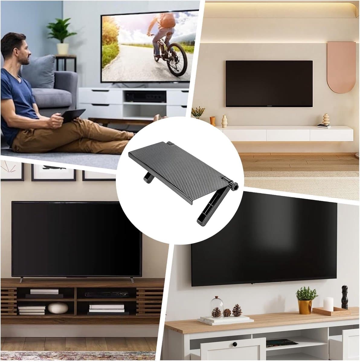 TV-beeldschermrek - Monitorplank - Apparaten Organiseren - Boorvrije Montage - 33 x 16 cm - Zwart