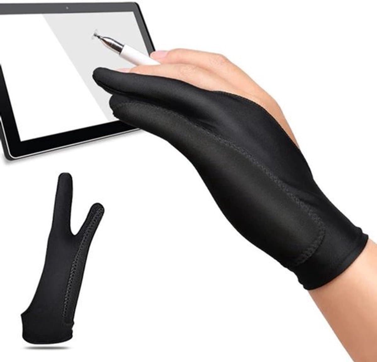 2Pcs Met Twee Vingers Anti-vervuiling Digitale Tekening Handschoen Palm Afwijzing Handschoenen Voor Grafische Tekening Tablet Art Creatie voor Rechter Linker Hand.