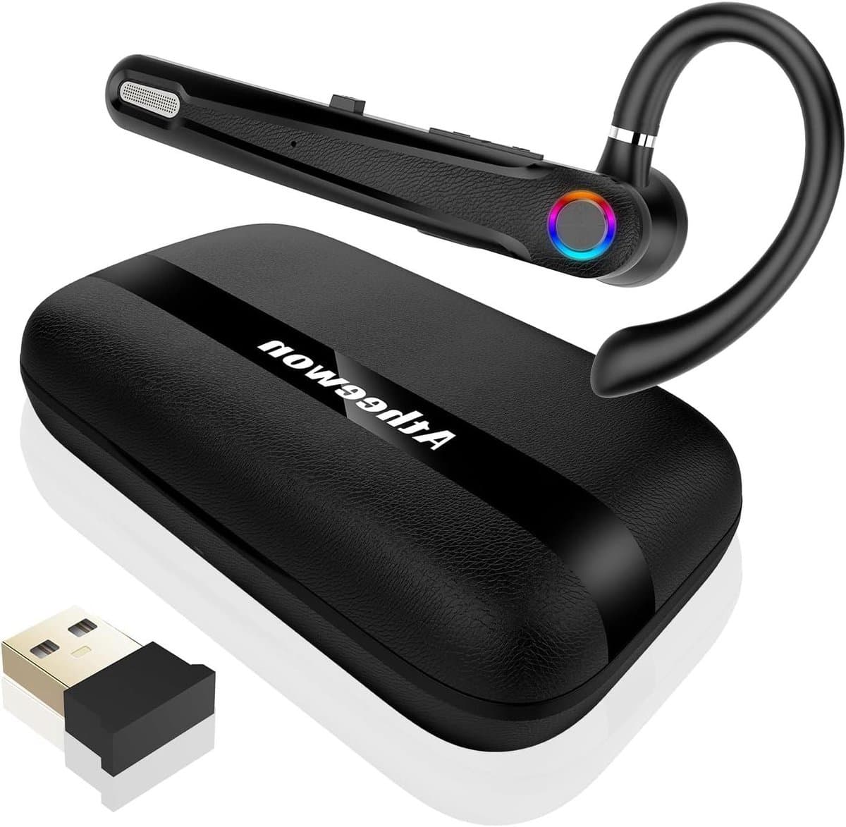 Draadloze Headset - Handsfree Oortje - Zakelijk Bellen - Dubbele Microfoon Ruisonderdrukking - 115 Uur Batterij - Zwart