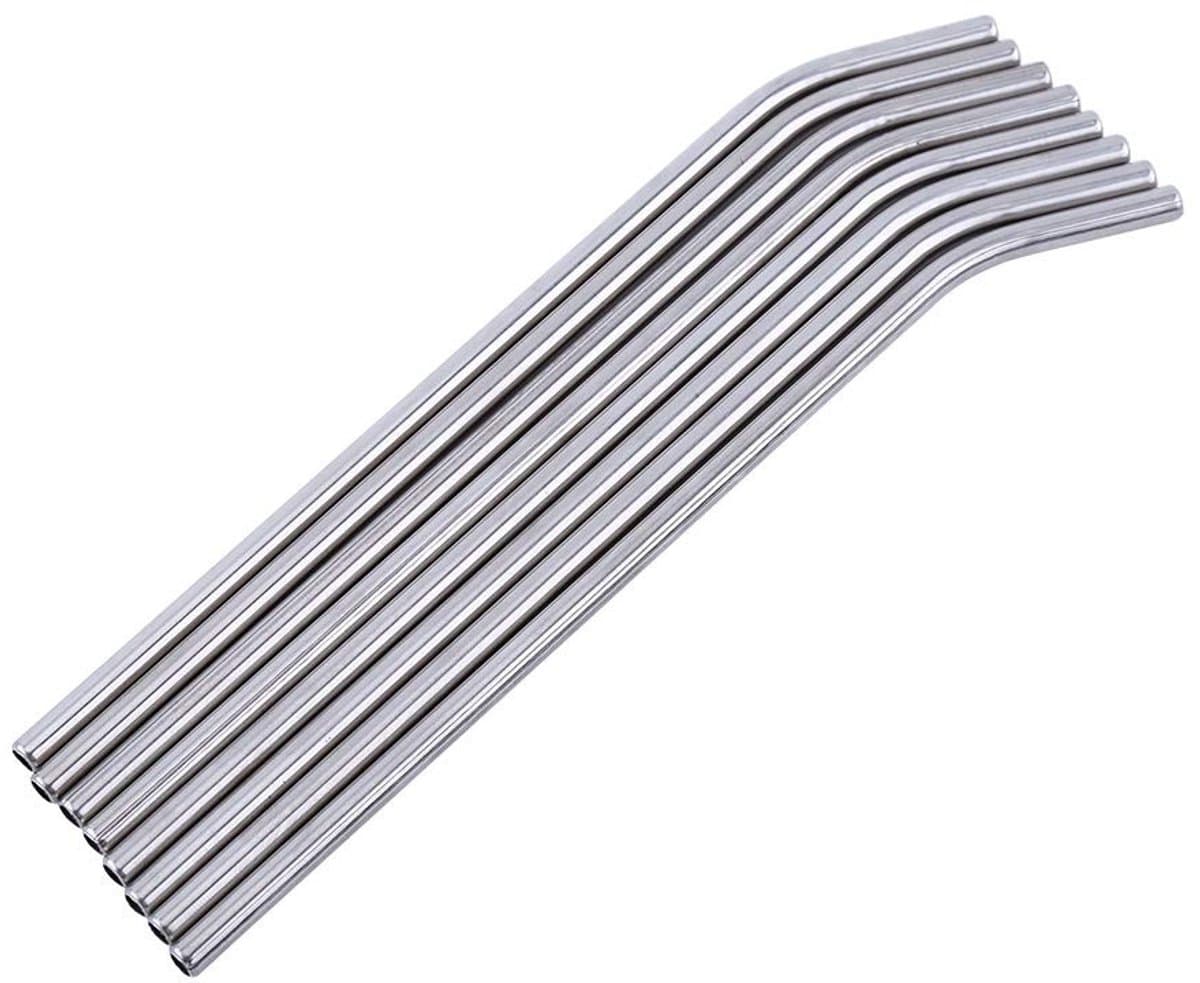 Dailygoods- Rietjes Set van 8 - Gebogen Rietjes - Roestvrij Stalen Rietjes - Inclusief 3 Borstels - Vaatwasmachinebestendig - 24,8 Cm Lang - Drankrietjes