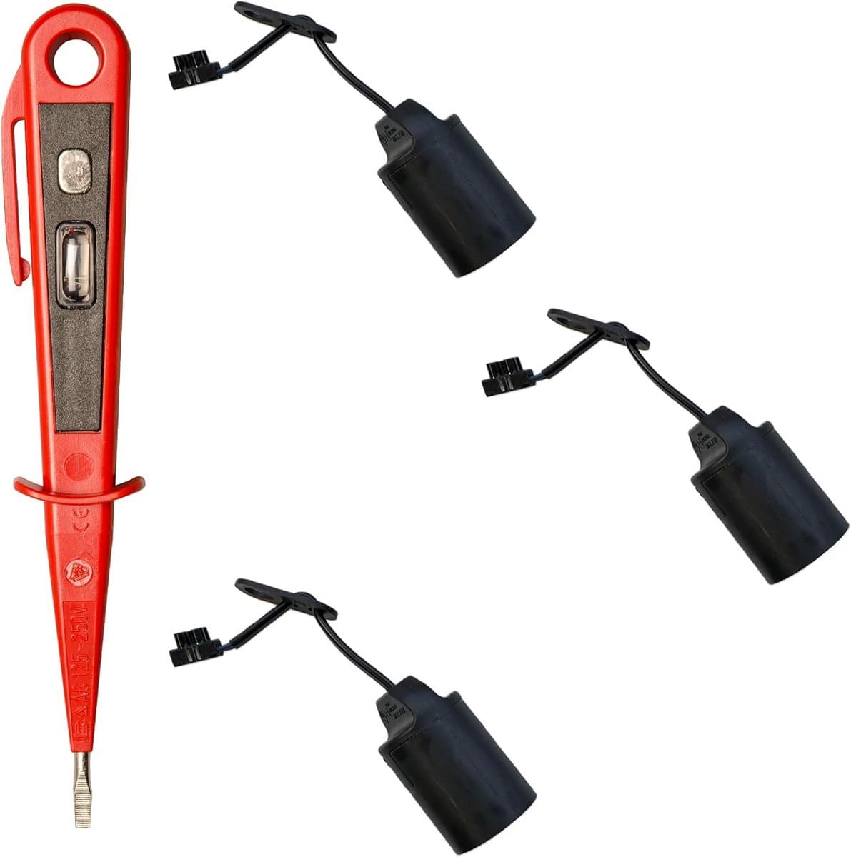 Lampfitting Set - Bouwfitting - Renovatie Werk - Gemaakt in Europa - 20 cm - Rood Zwart