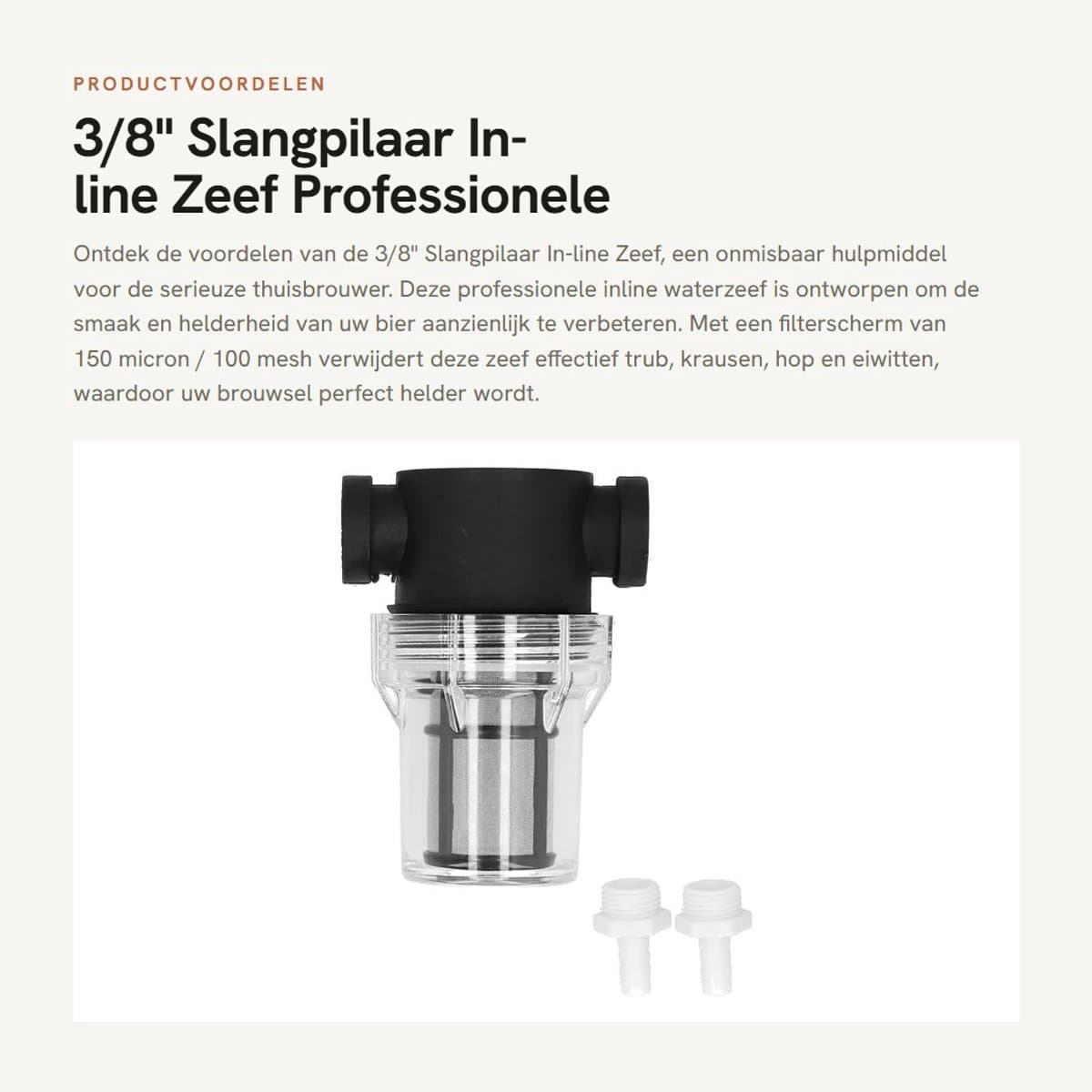 Dailygoods- Waterzeef Professionele Inline - 150 Micron/100 Mesh - Slangpilaar 1/2 inch/1/4 inch - Bierfilter - Water- en Bierfiltersysteem - Verbeterde Smaak