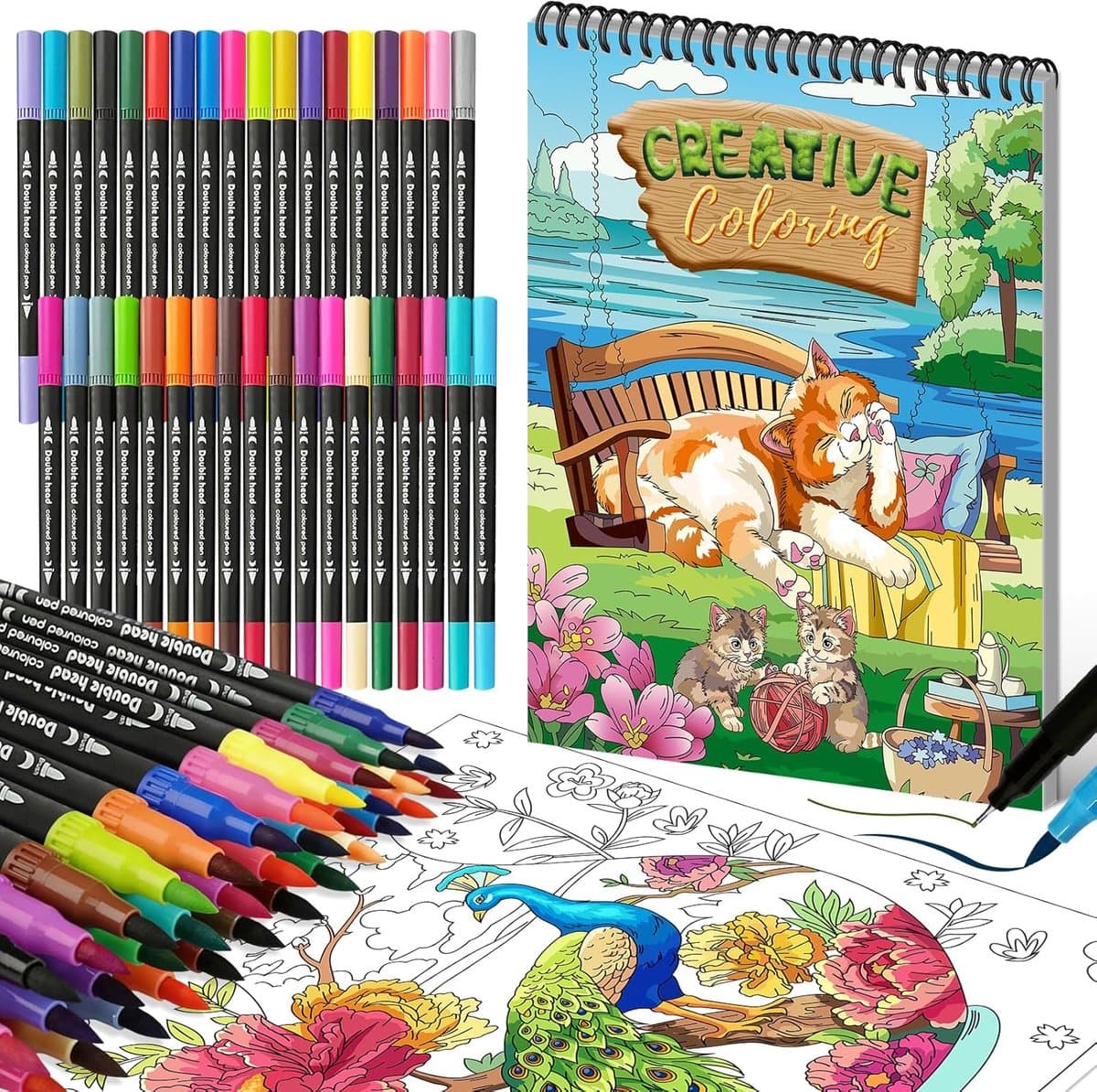 Kleurboek Volwassenen - Creatieve Ontspanning - Stressvermindering - Inclusief 36 Markers - A5 Formaat