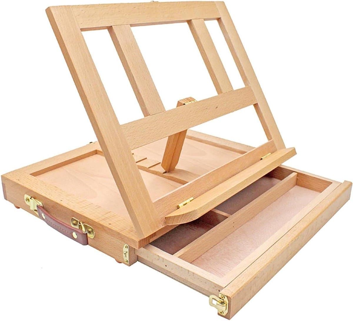 Kunstenaars Ezel - Tekendoos Schetsbureau - Schilderen Buiten - Draagbaar Hout - 25.5x33.5cm - Natuurlijk