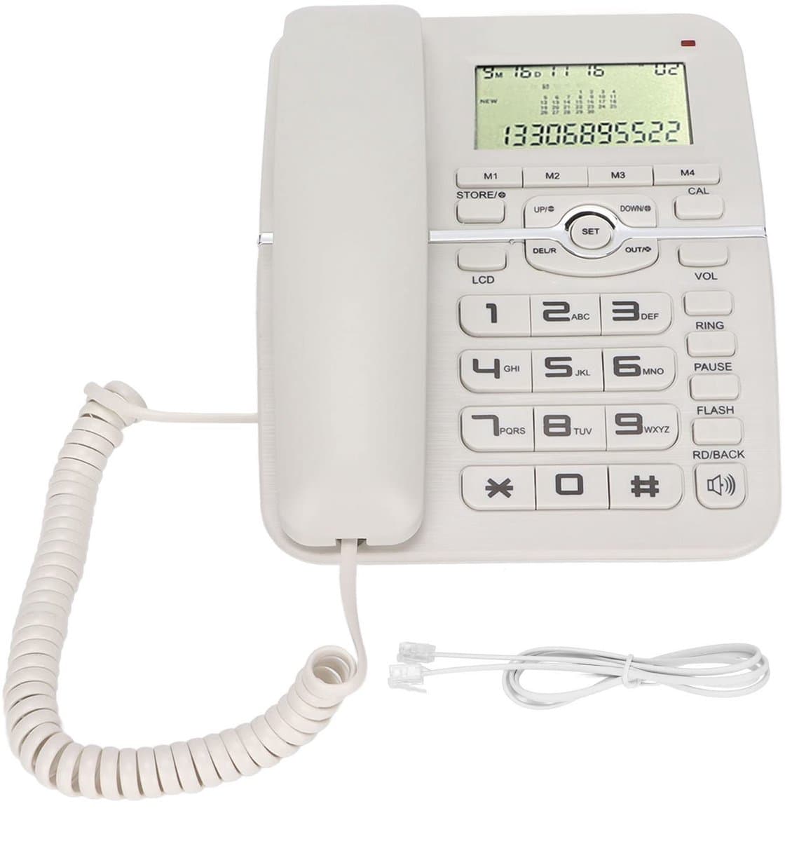 VT Goods - Vaste Telefoon - Nummerherkenning - Luidspreker - Wit - Multifunctionele Telefoon - Desktopelegant - Geschikt voor Thuisgebruik