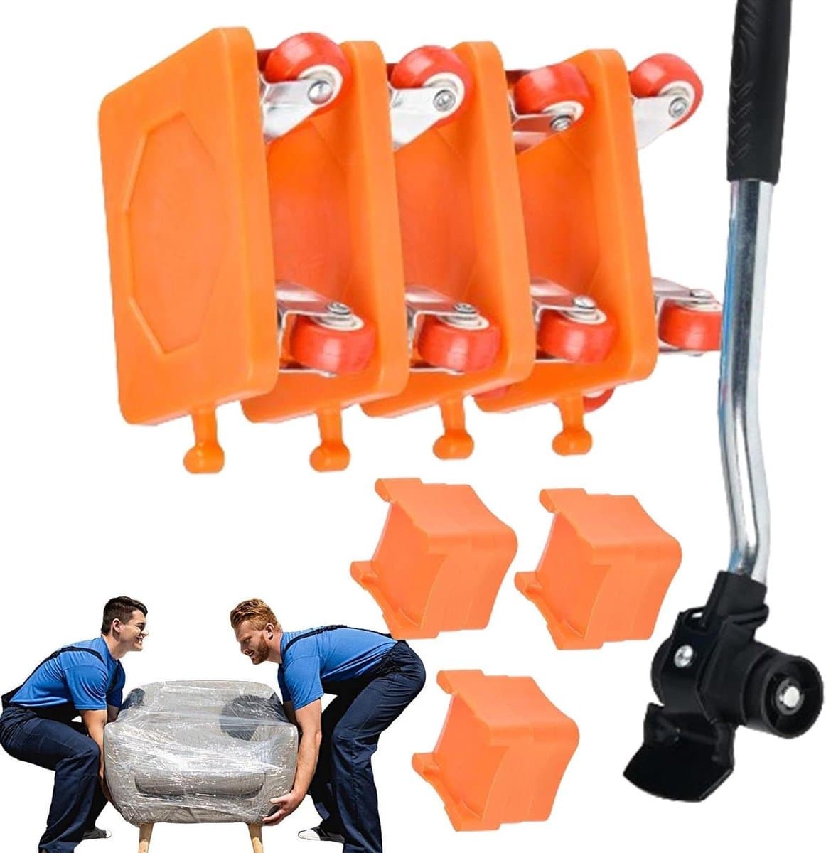 Meubeltransportset - Hefgereedschap - Meubels Verplaatsen - 360° Draaibaar Wiel - Max 500 kg - Meerkleurig