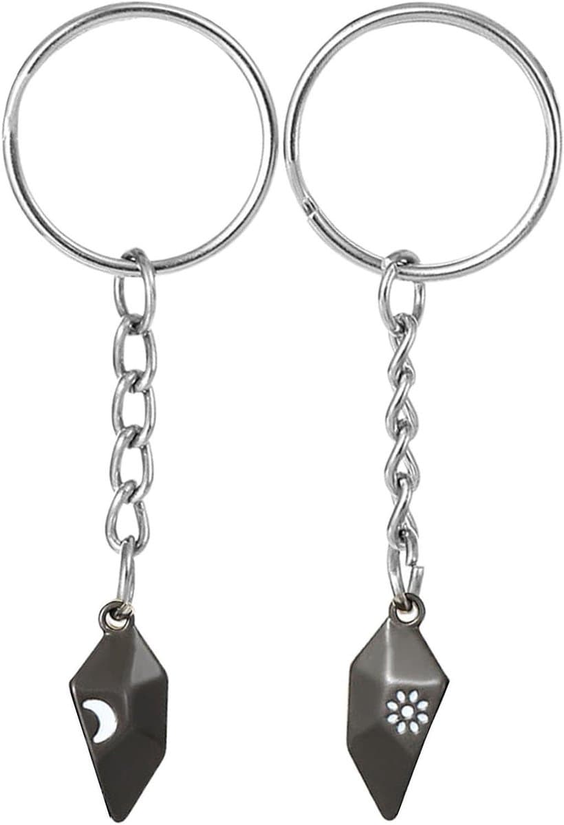 Sleutelhanger Set - Hart Sleutelhangers - Cadeau Geven - Magnetisch Ontwerp - 2.8 cm Ring - Zilverkleurig