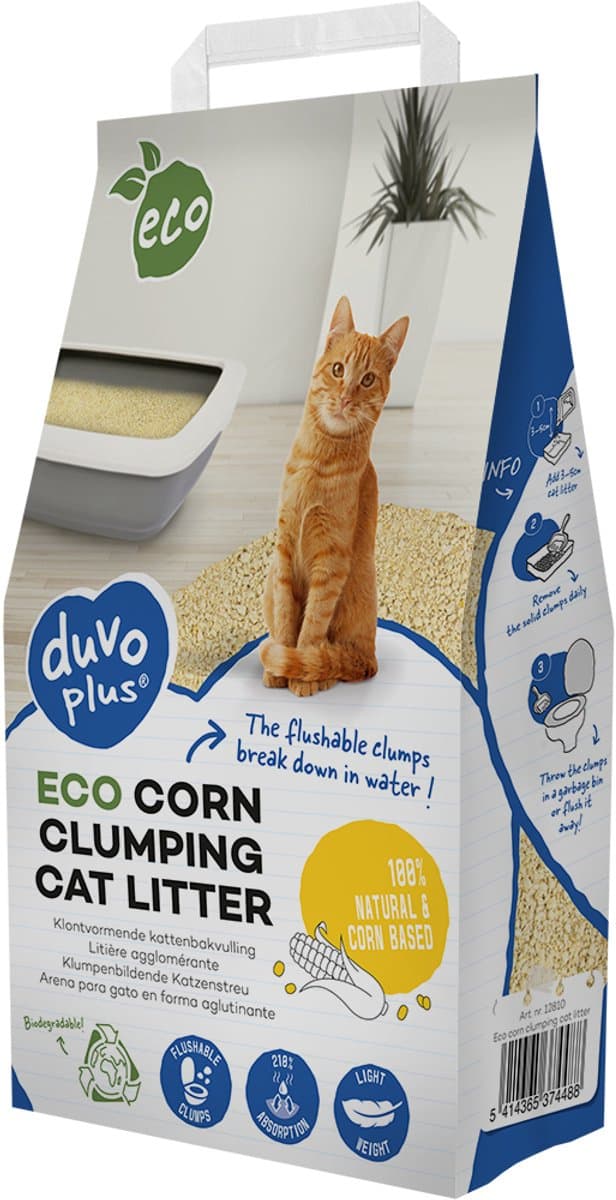 Duvoplus - Kattenbakvulling - Kat - Eco Maïs Klontvormende Kattenbakvulling 3,5kg/5,73l - 1st