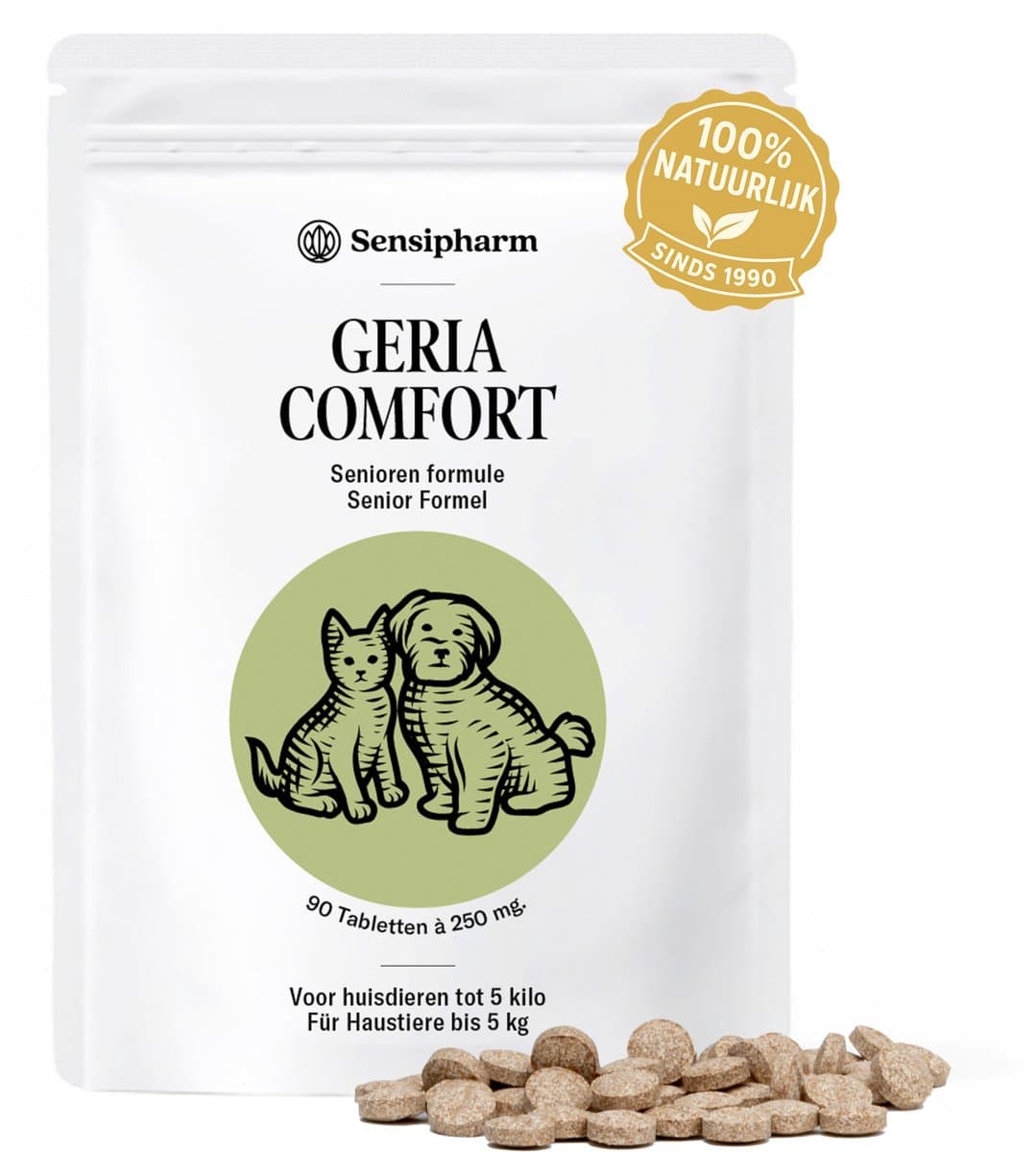 Sensipharm® Geria Comfort 250 mg Kat & Hond – Senioren Supplement voor Oudere Huisdieren – 90 Tabl.