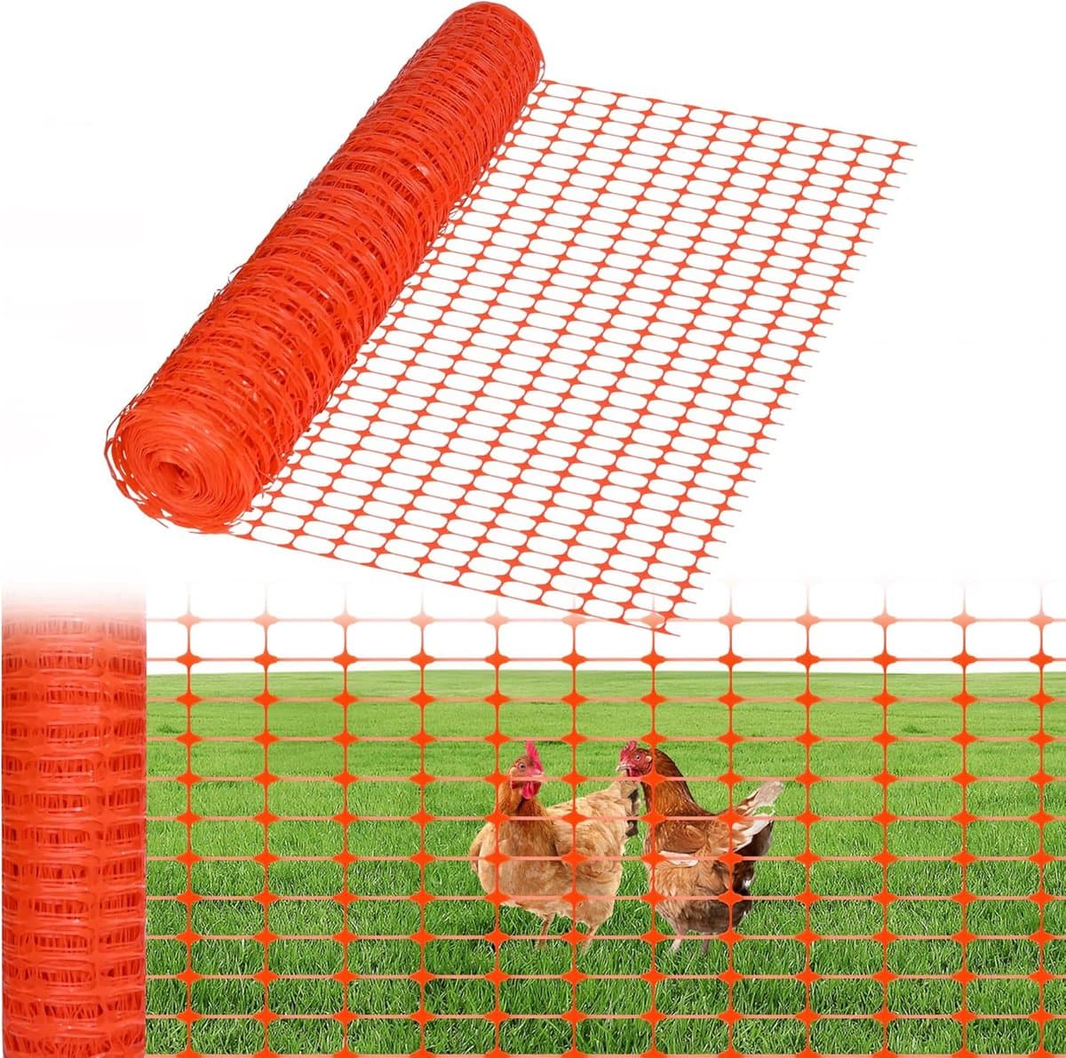 Aufun Gevogeltenet, 1x80 m, Hondenhek, Bouwhek, Afschermingshek, Mobiele Omheining, Schapenhek van Kunststof, hek Kippenhek Gevogeltehek voor Kippenhokken Waarschuwingsnet(oranje)