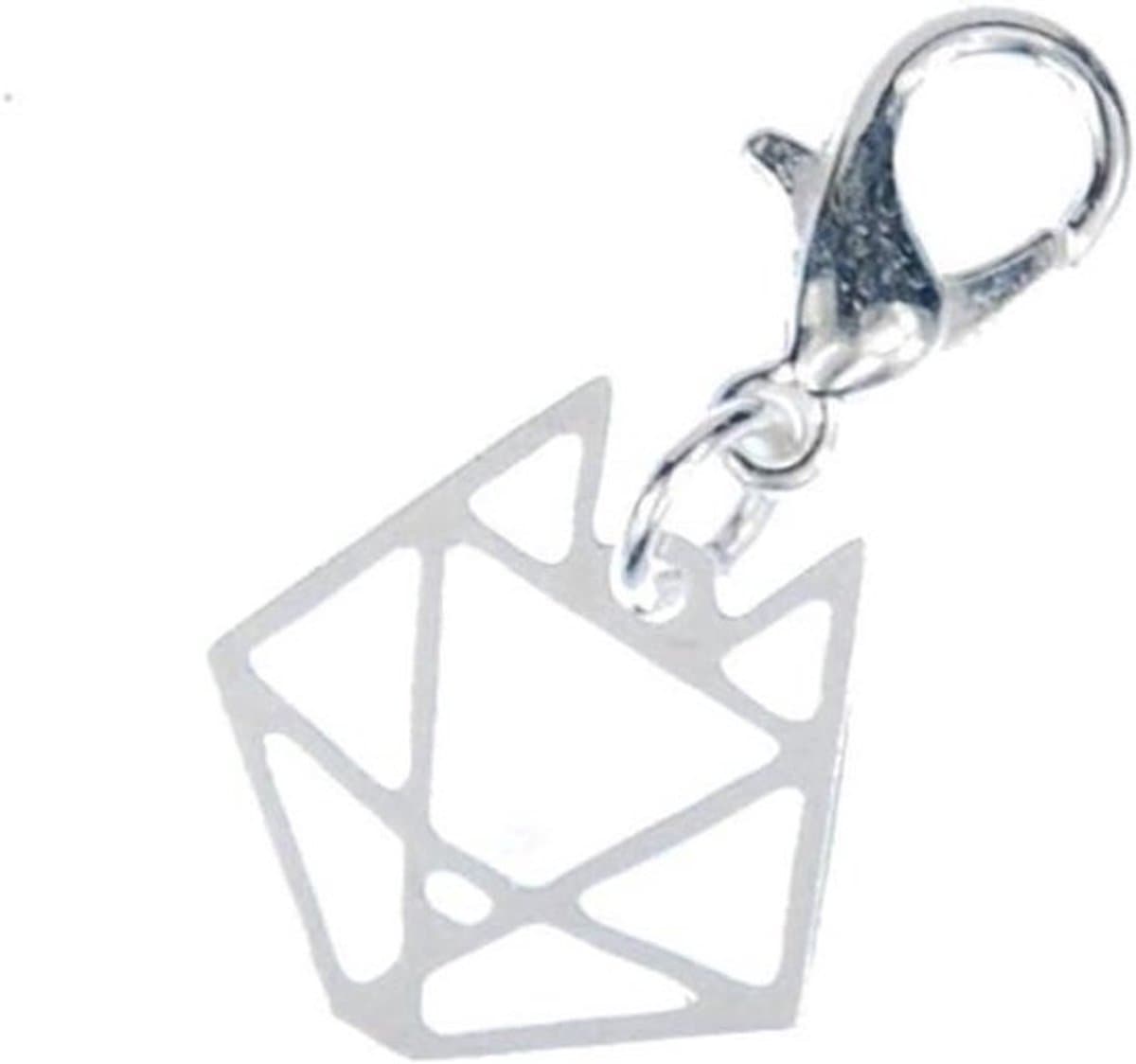 Bedeltje Kattenkop - Hanger Armband - Sieraden Maken - Filigraan Handwerk - 15mm - Zilverkleurig