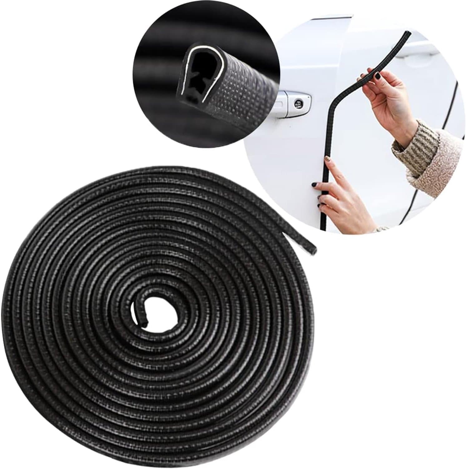 Car Door Edge Protector, 5 Metres, U Shape, Rubber, Universal for Most Cars, Black
