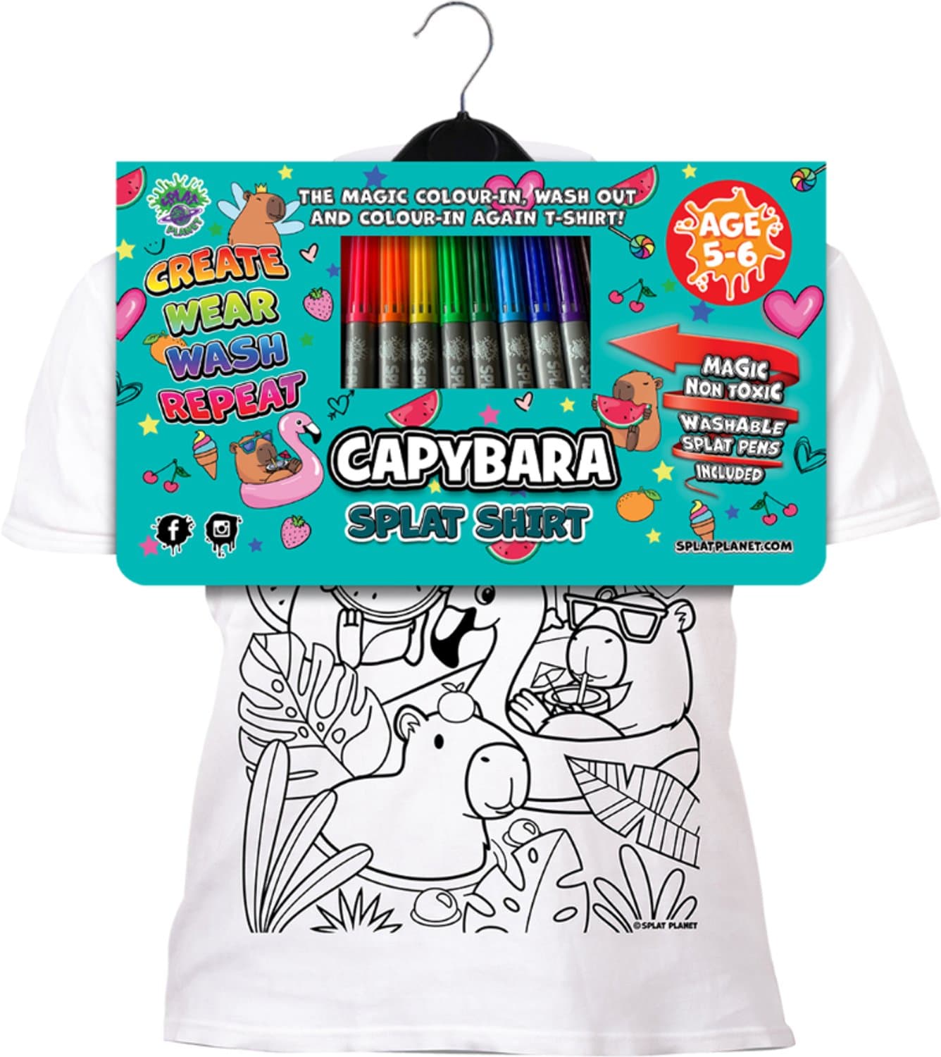 Splat Planet T-Shirt Kleuren Set Cappibara 5 - 6 Jaar