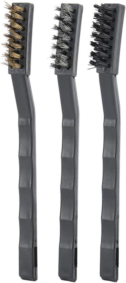 3-delige borstel 3D-printer reinigingsmondstuk hete bed reinigingsborstel koperdraad ijzerdraad nylon reinigingsborstelset voor 3D-printer