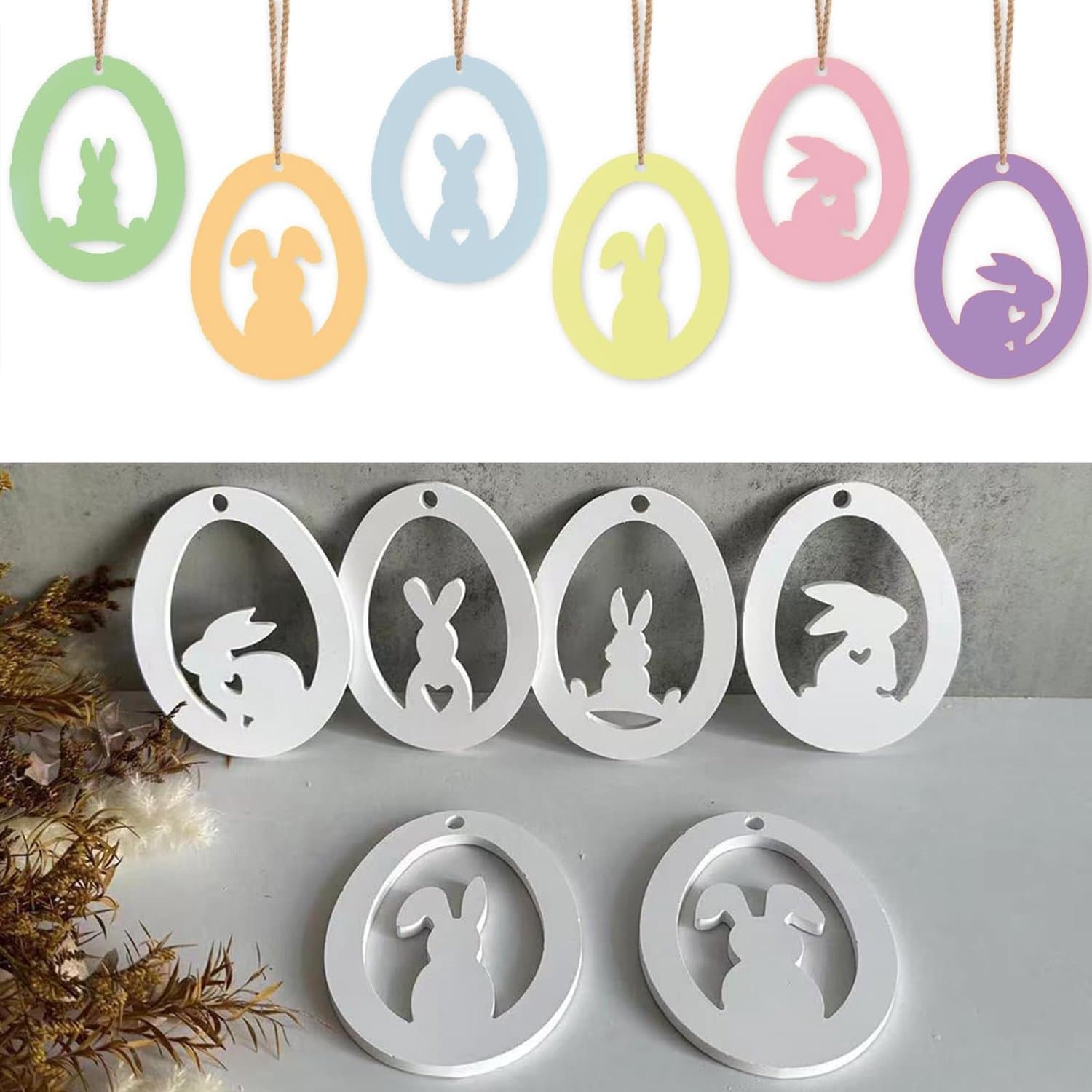 Silicone Mallen Pasen - 6 Stuks Konijn Pendant