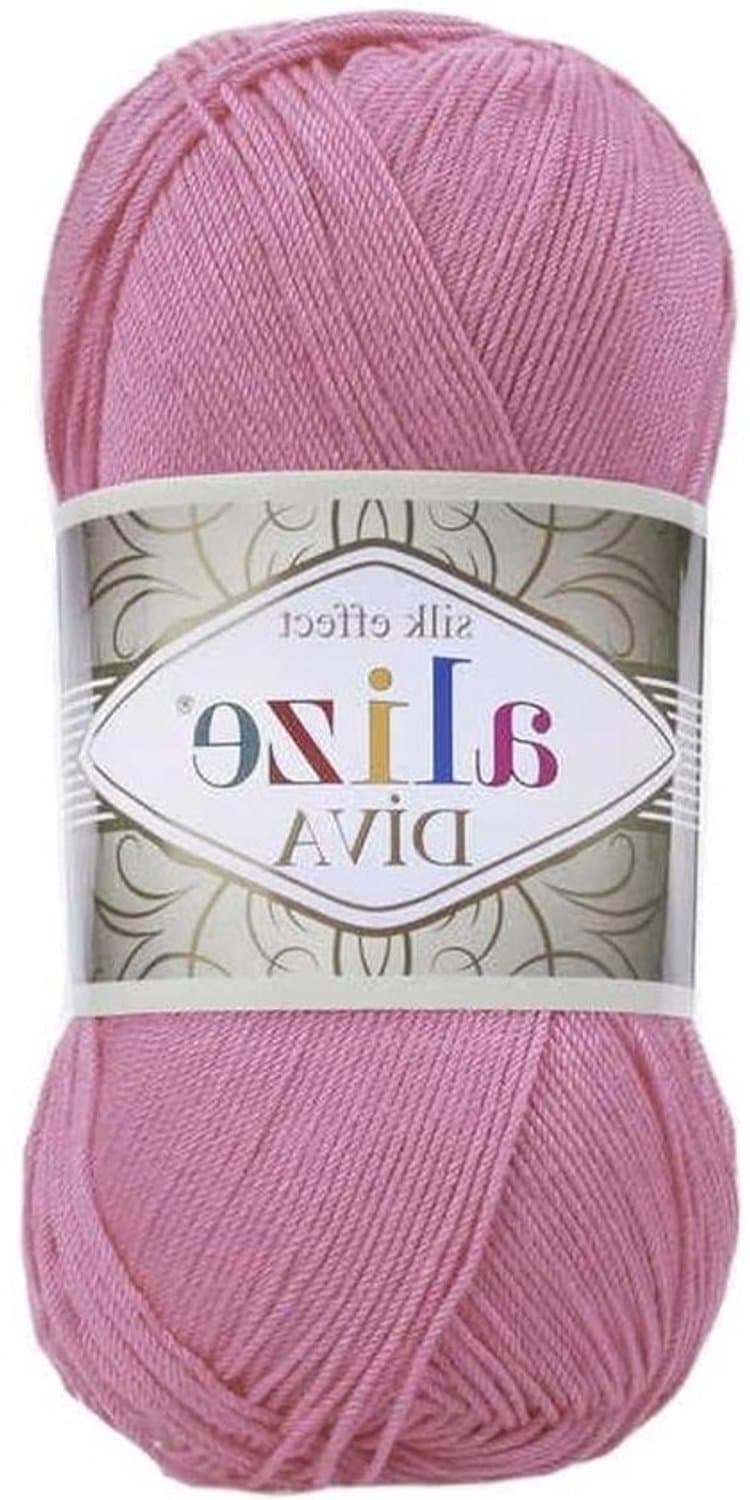 Alize Diva Silk Effect garen van 100% microvezelacryl voor breien, sport en haken - Set van 4 bollen, 400 g - 1532 yards, kleur 178 donkerroze