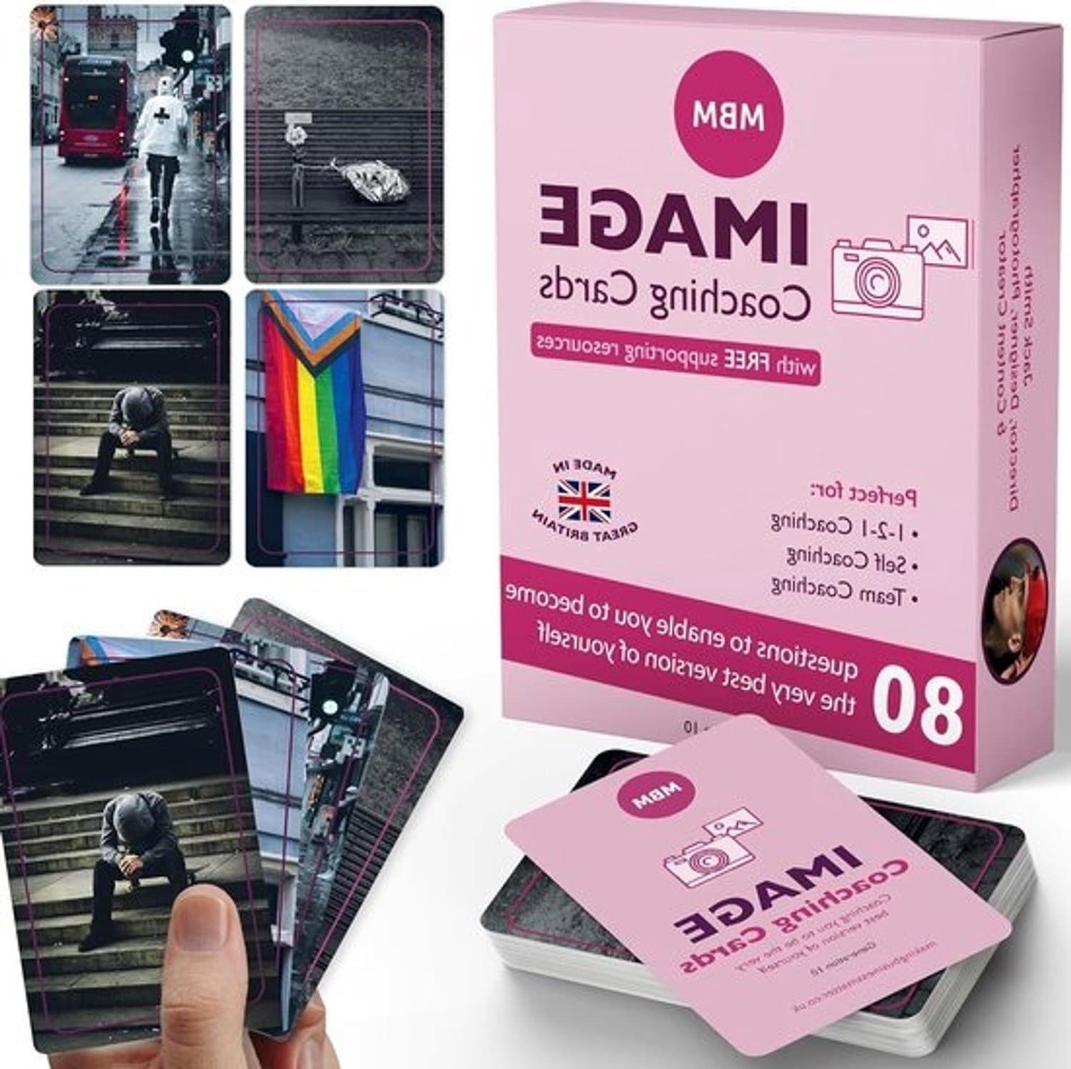 Coachingkaarten - Flashkaarten en beeldkaarten - Voor gespreksstimulering - Visueel geïnspireerd - 10.4 x 7.5 cm - Multicolor