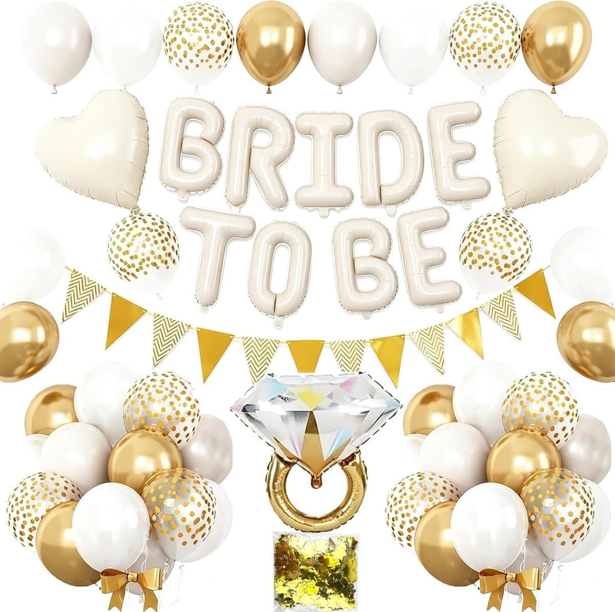 Ballonnen voor vrijgezellenfeest Bride to Be (goud)