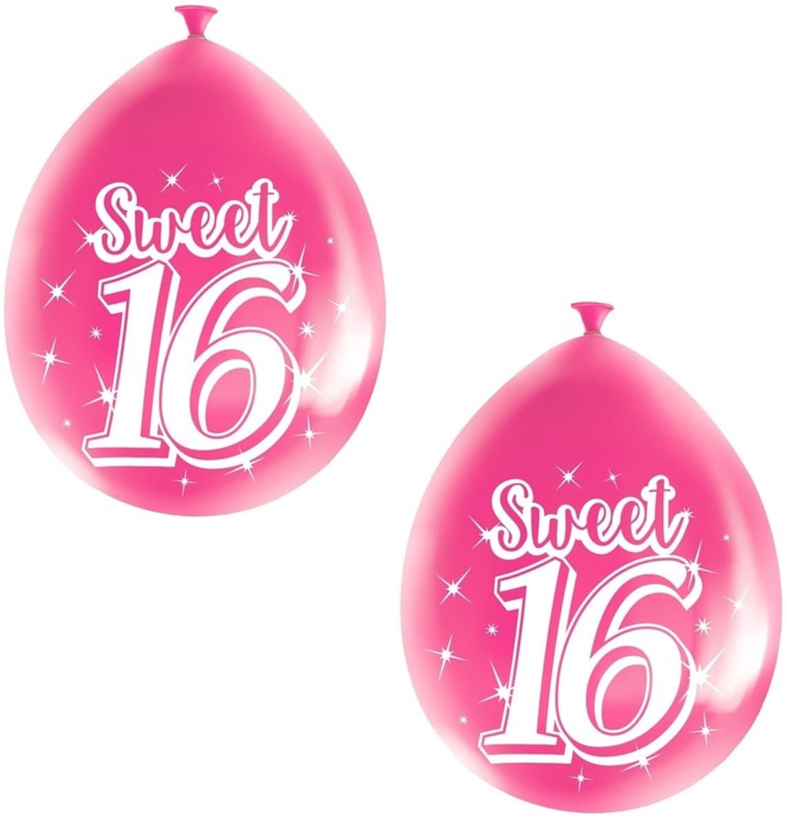 Folat Sweet 16 verjaardag ballonnen - 24x stuks - roze - 16 jaar verjaardag feestartikelen
