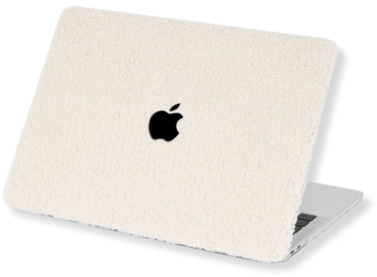 Lunso Geschikt voor MacBook Pro 16 inch (2021-2026) cover hoes - case - Teddy Puffy Khaki