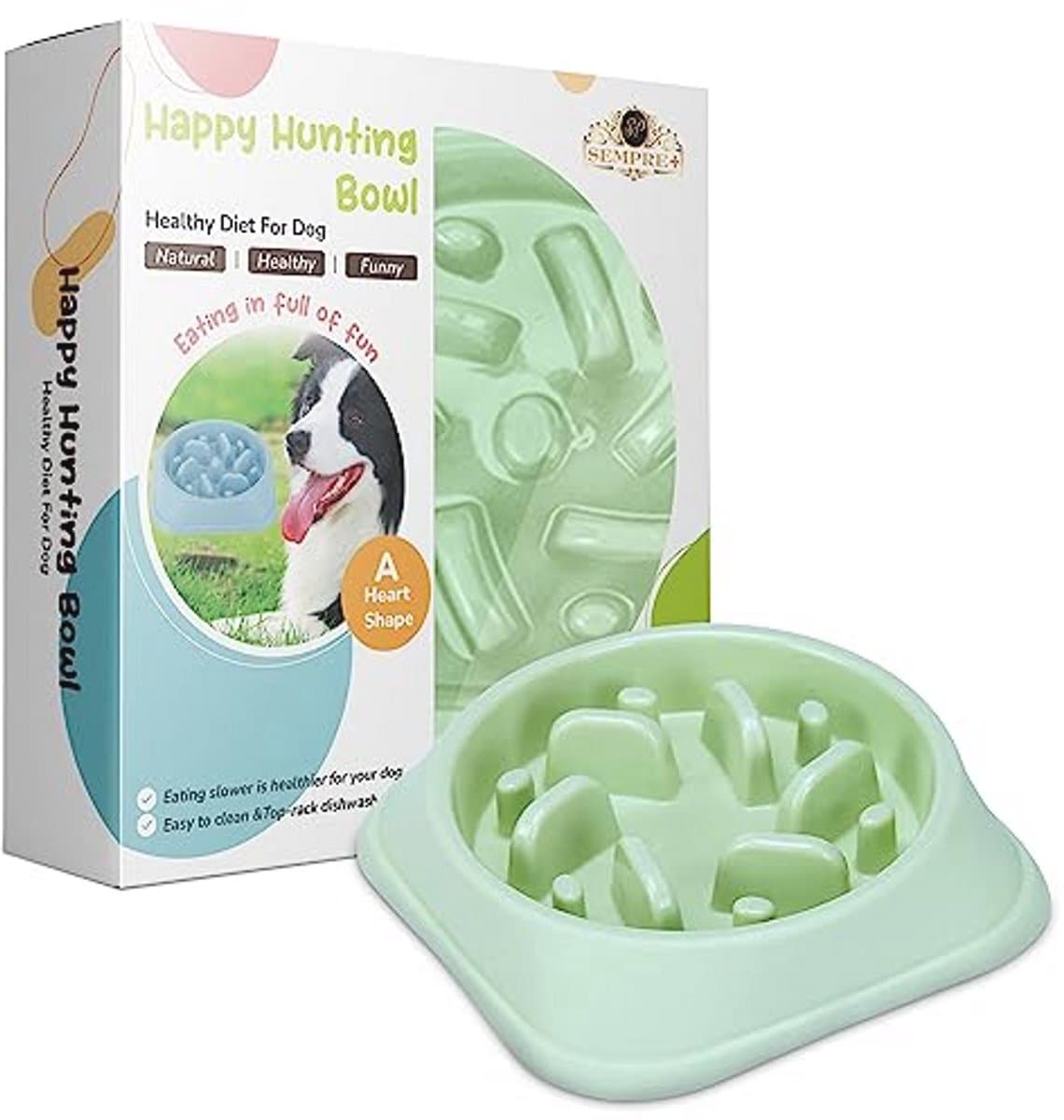Kunststof voerbak voor honden, anti-verstopping, voor langzame voeding en verstikkingsbescherming