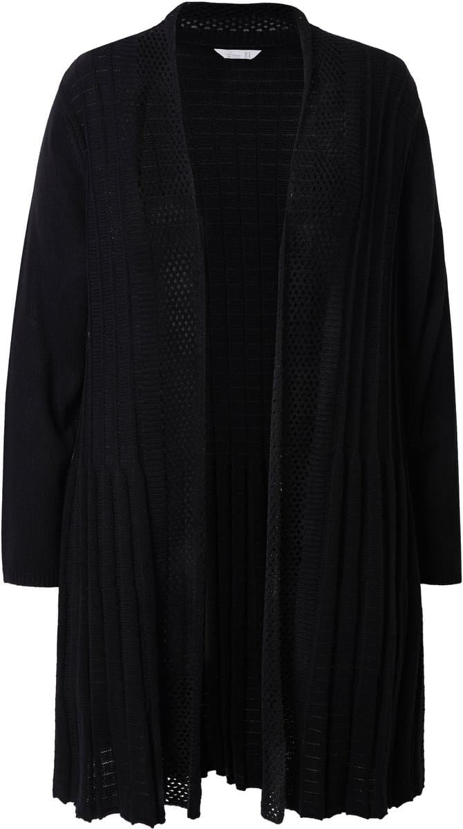 MIAMODA - Dames - Vest A-lijn structuurmix - Zwart - Maat 46+