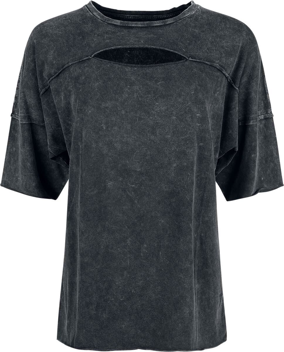 Black Premium by EMP zwart T-shirt met uitgesneden halslijn en externe naden - Dames - XL