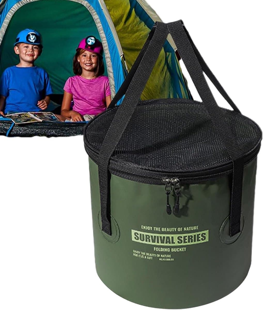 Opvouwbare emmer - Draagbare waterzak - Kamperen en reizen - Grote capaciteit 22L - Diameter 32cm Hoogte 28cm - Koffie