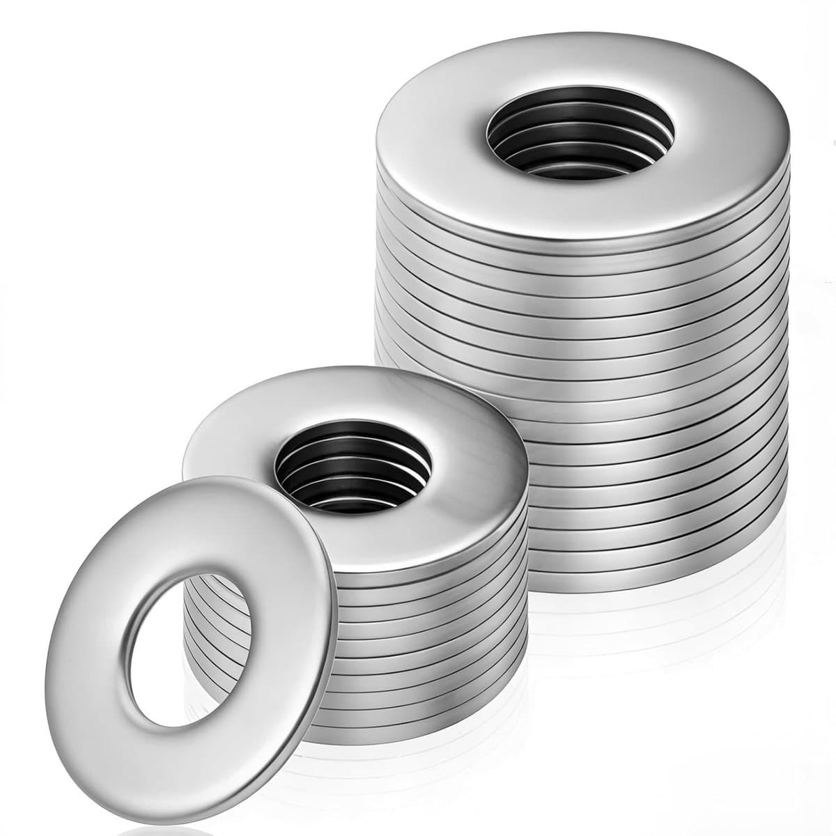 Sluitringen Set - Carrosserieringen Platte Ring - Bevestigen Schroeven Moeren - Roestvrij Staal 304 - M8x20x1.5mm - Zilverkleurig