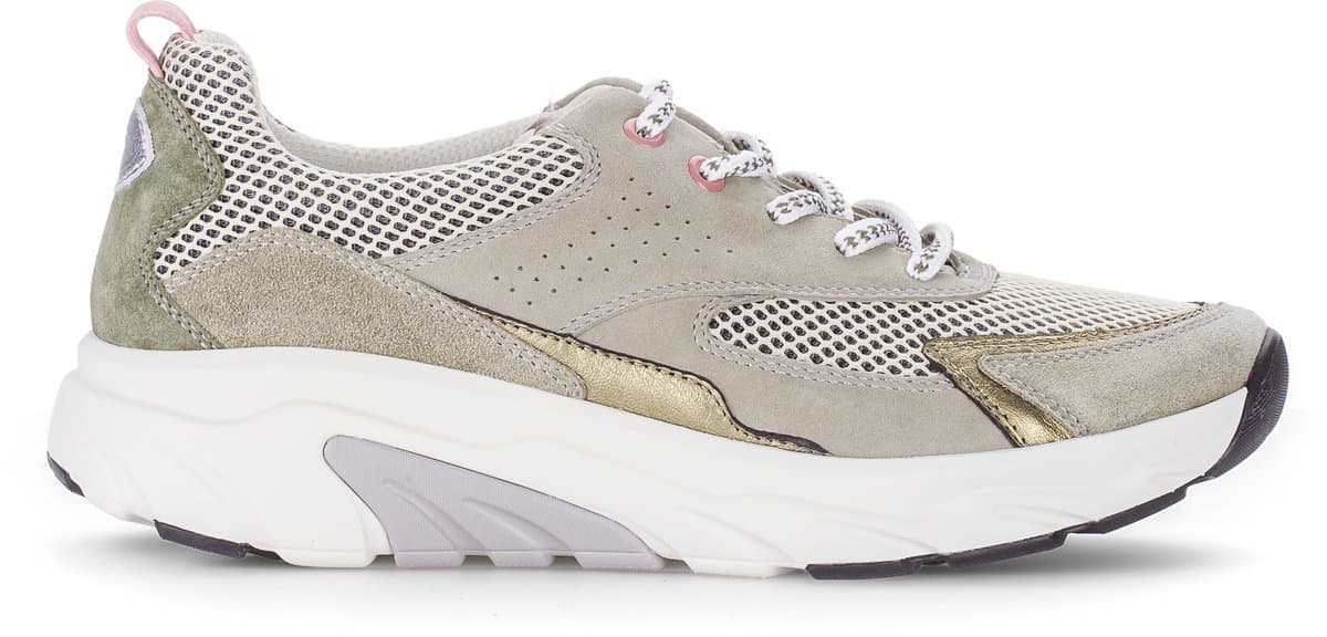 GABOR ROLLINGSOFT DAMES SNEAKERS BEIGE 86.935.11 MESH/VEL/PERL/NAPPA-BEIGE/SCHILF/PINK MAAT 42