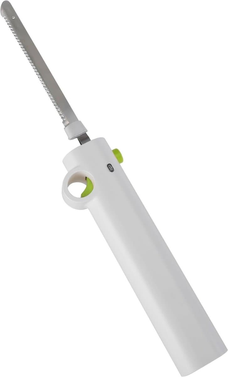 AMA® Elektrisch Broodmes - Broodsnijder - Vleesmes - Draadloos - Vervangbare Messen - 33x11x7cm - Wit