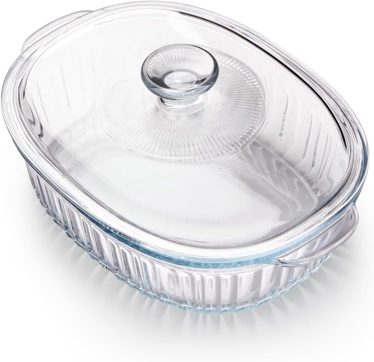 Ovale glazen braadpan 2 liter met deksel - Ovenbestendige braadpan van borosilicaatglas