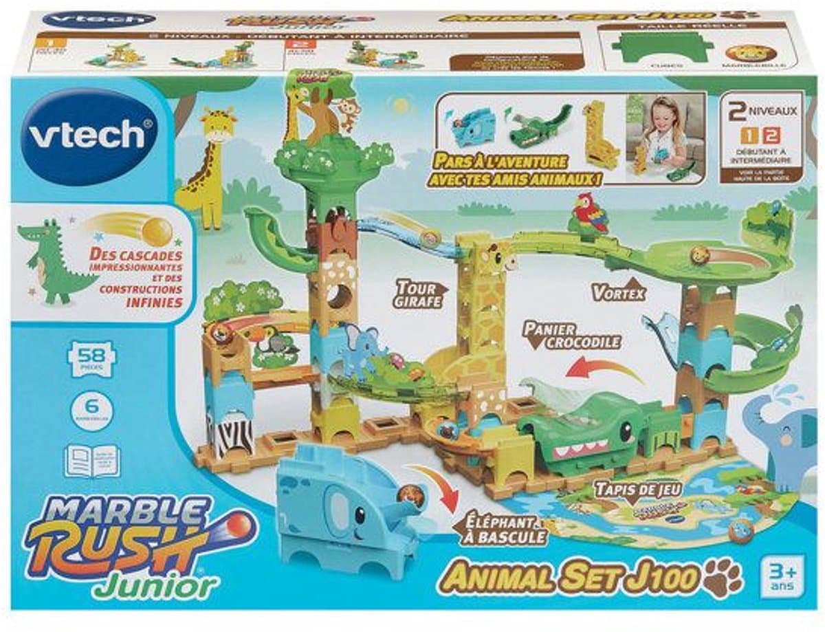 VTECH - MARBLE RUSH JUNIOR - DIERENSET J100 - Meerkleurig