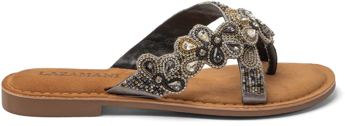 Lazamani - Pena Dames Teenslippers Grey - Maat 37