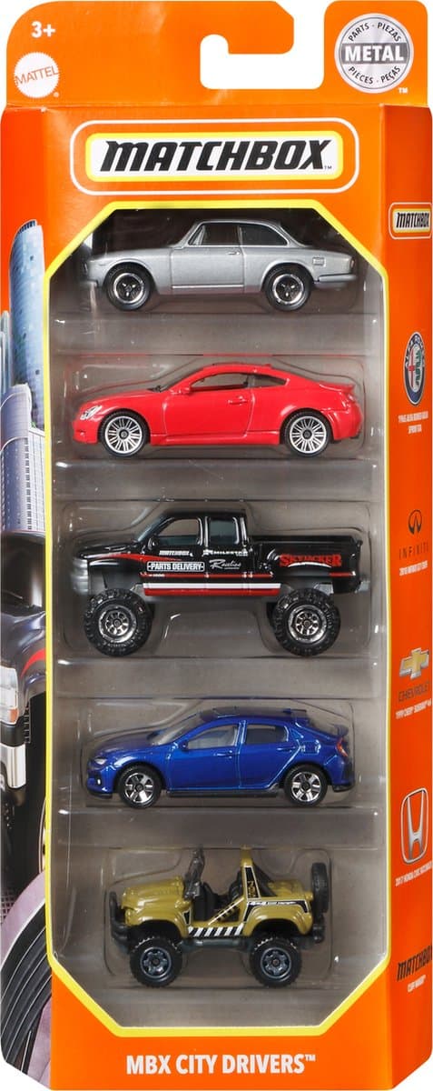 Matchbox Set met 5 auto's - Raceauto's - speelgoedauto