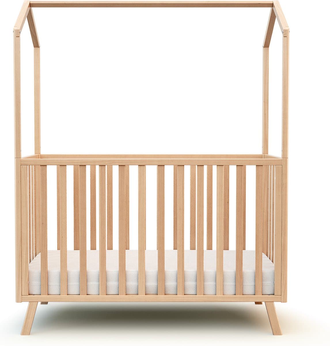 AT4 - Omvormbaar babyhutbedje KASA in hout Beuken Gelakt 60 x 120 cm
