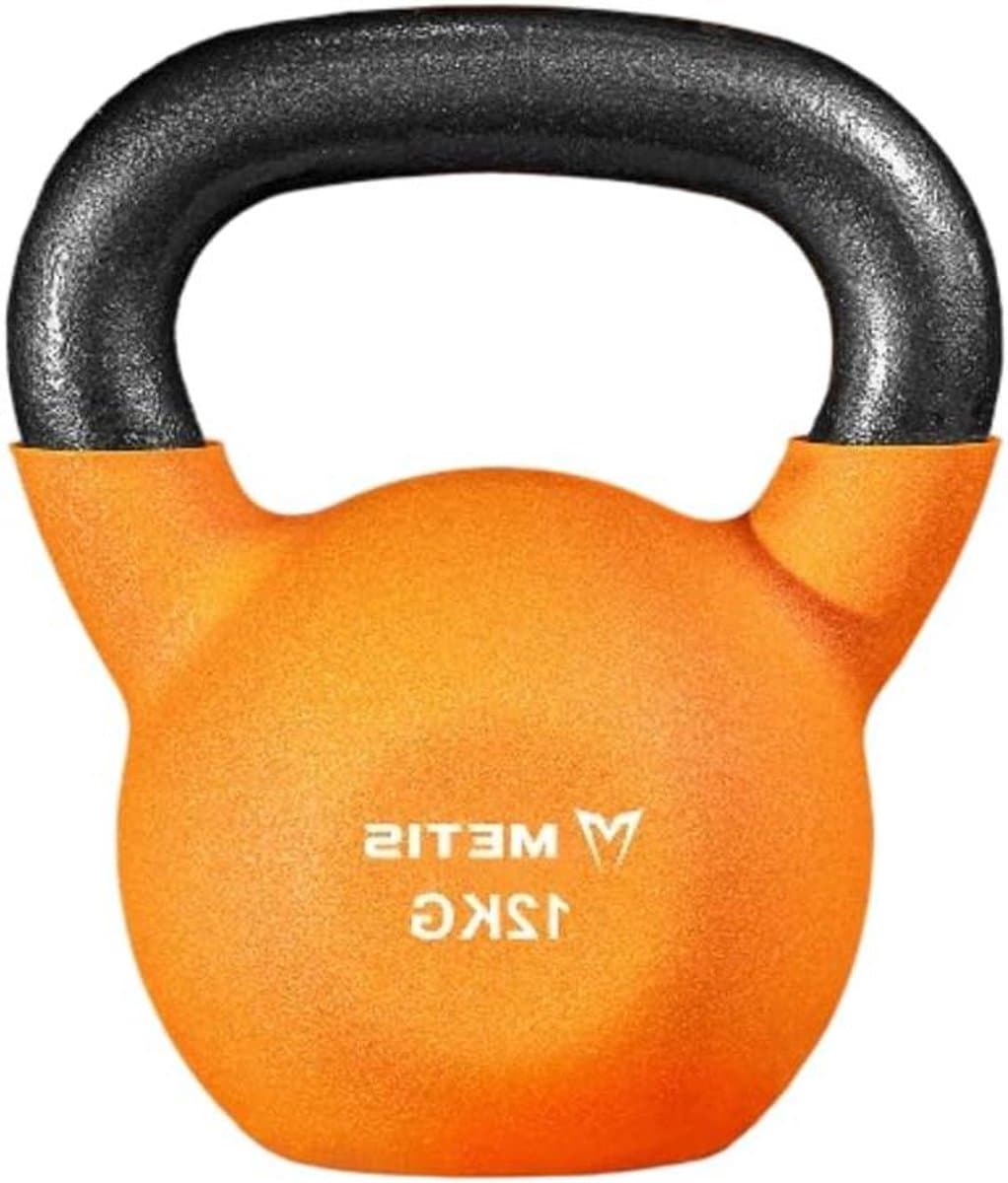 Kettlebell - Fitness Gewicht - Kracht Training - Neopreen Buitenkant - 12 kg - Zwart