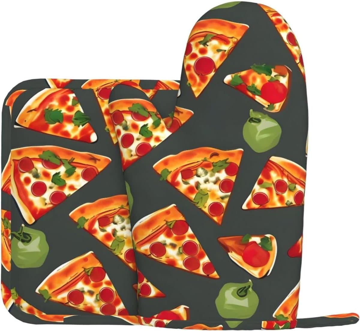 Ovenwanten en Pannenlap - Keukenhandschoenen Set - Veilig Bakken - Antislip Siliconen Grip - 2 Delig - Zwart