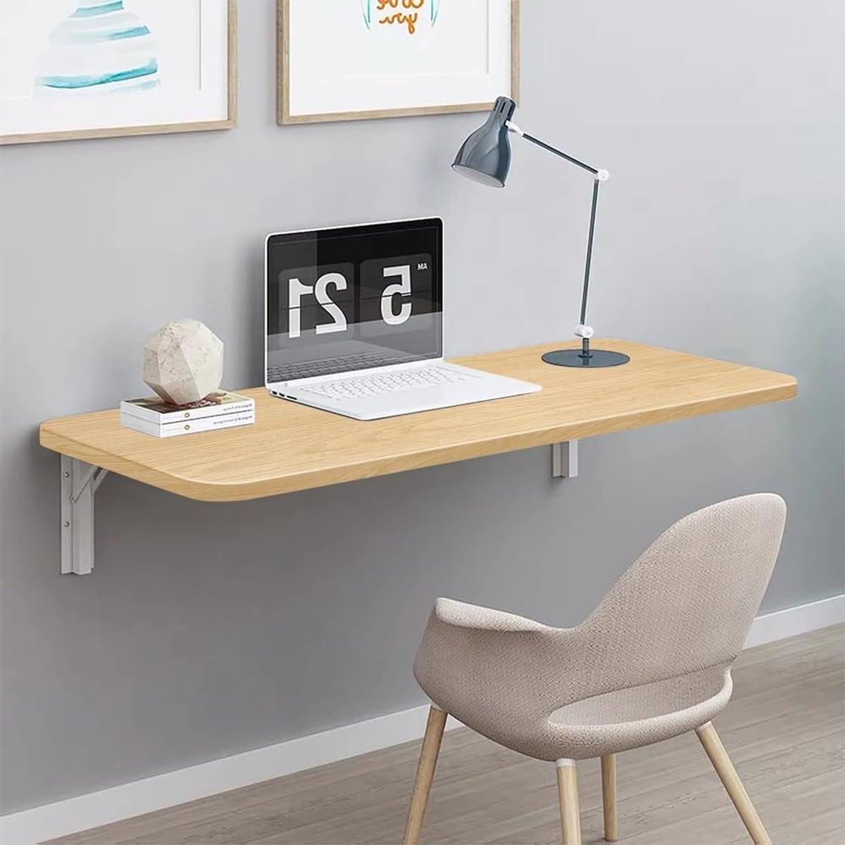 Klapbureau - Wandtafel Bureau - Ruimte Besparen - Inklapbaar Ontwerp - 60x30 cm - Walnoot
