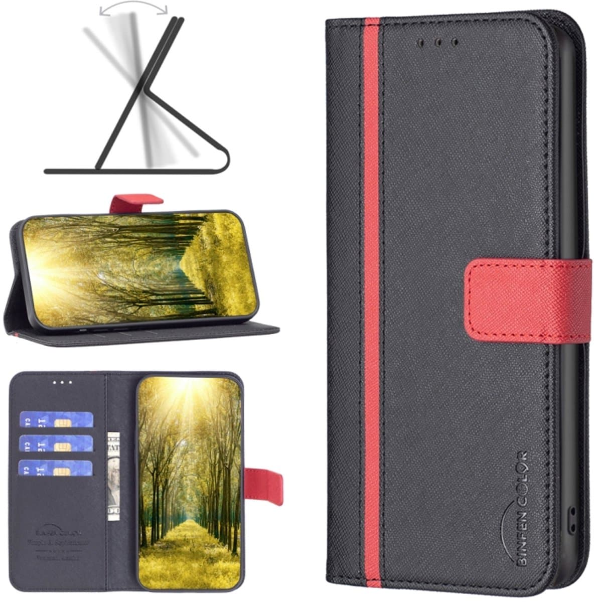 Voor OPPO Zoek X5 Lite / Reno7 5G BF13 kleur Matching Cross Textuur Lederen telefoonhoesje (zwart)