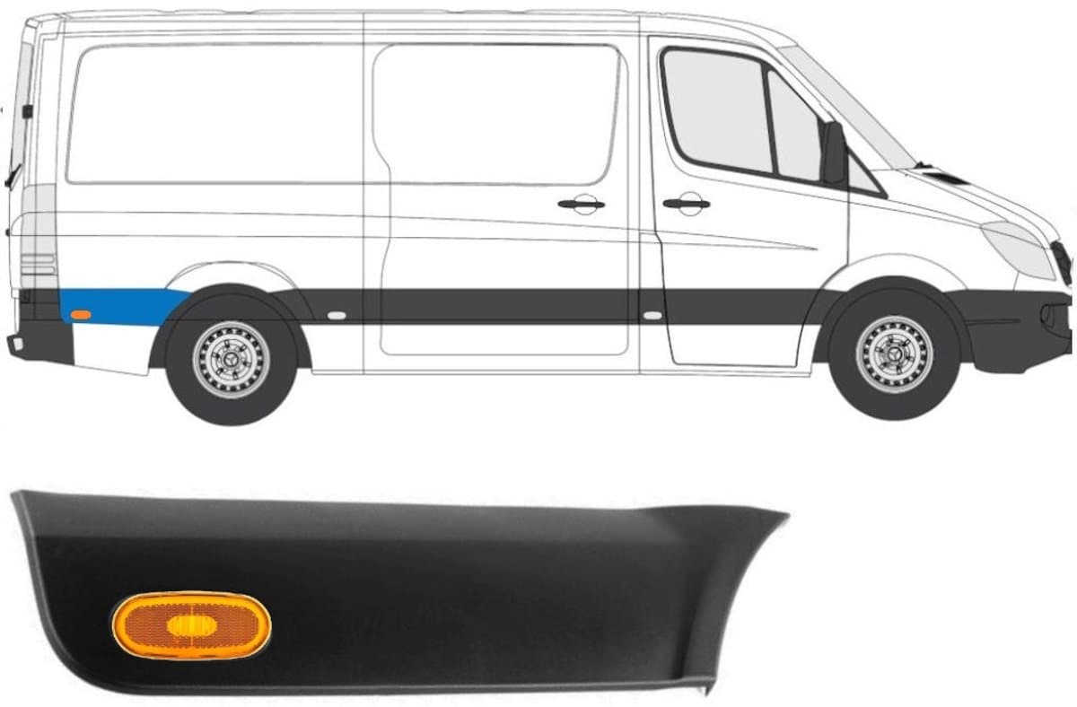Sierlijst zijlijst achter spatbord met lamp voor Mercedes Sprinter 2006-2018